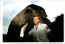 Bruce Harman with Dilberta the Elephant. - Vintage Photograph
