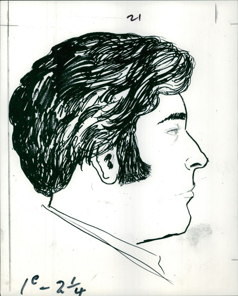 Artist sketch of murderer of Miss P Stevens. - Vintage Photograph