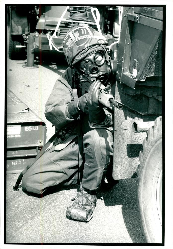 Men of 20 sqn practising their drills. - Vintage Photograph