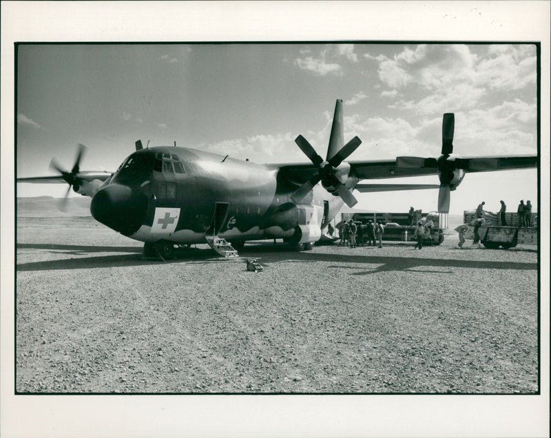 Medical plane with relief goods. - Vintage Photograph