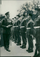 John Hunt, Baron Hunt inspecting officer cadets. - Vintage Photograph
