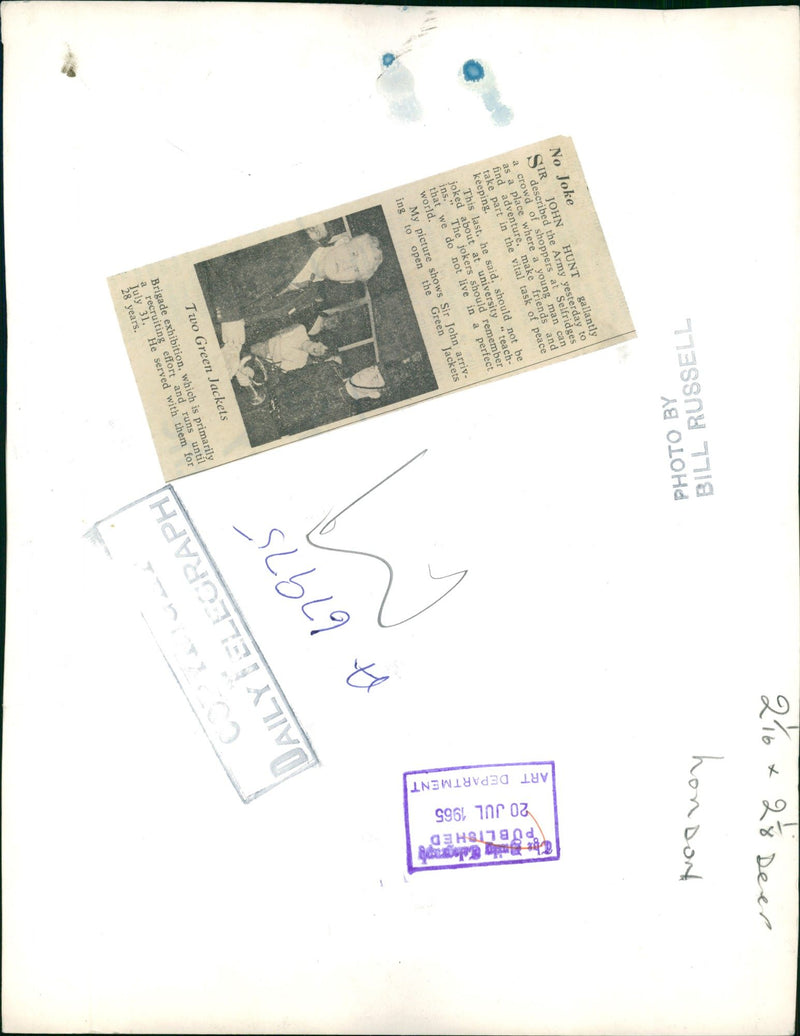 John Hunt, Baron Hunt arriving to open the Green Jackets. - Vintage Photograph