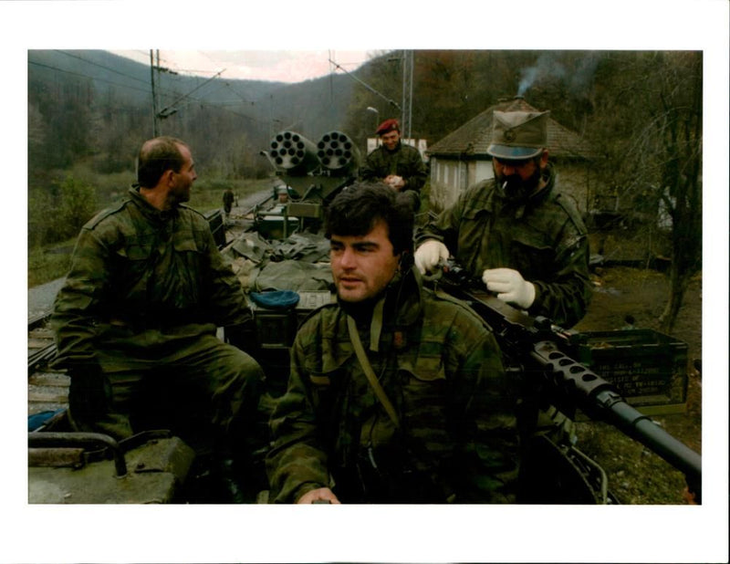A group of Krajina Serb soldiers. - Vintage Photograph