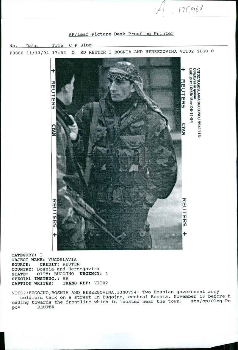 Two Bosnian government army soldiers. - Vintage Photograph