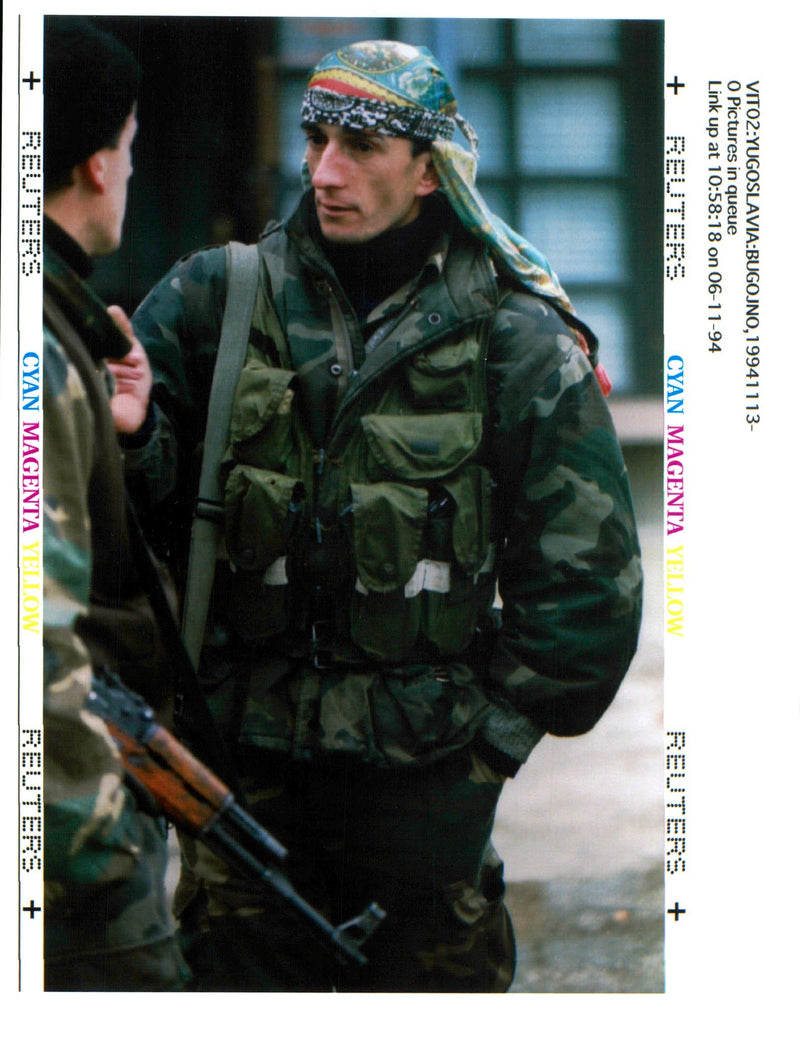 Two Bosnian government army soldiers. - Vintage Photograph