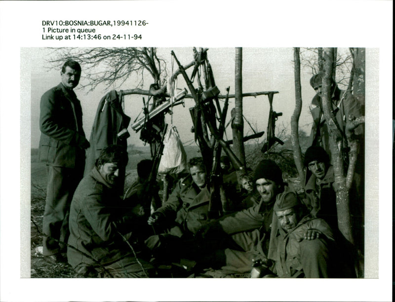 Rebel soldiers led by Fikret Abdic take a break. - Vintage Photograph