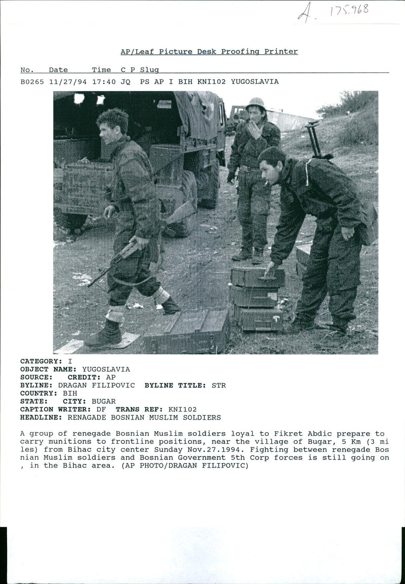 A group of renegade Bosnian Muslim soldiers. - Vintage Photograph