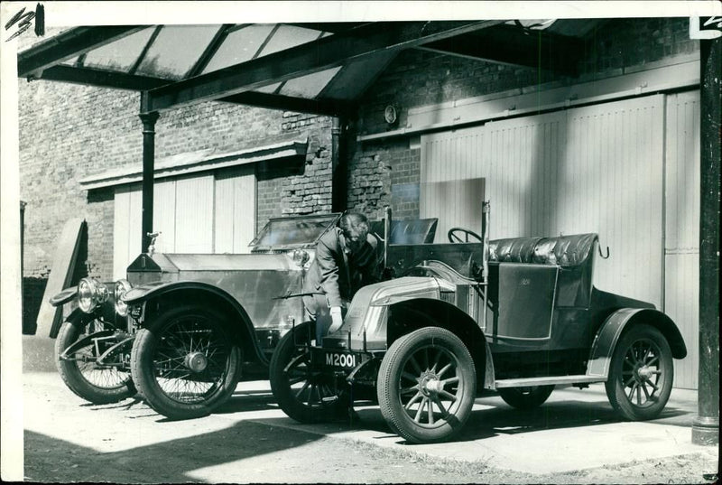 The 1913 Roll Royce 40/50 Silver Ghost and 1990 Renault. - Vintage Photograph