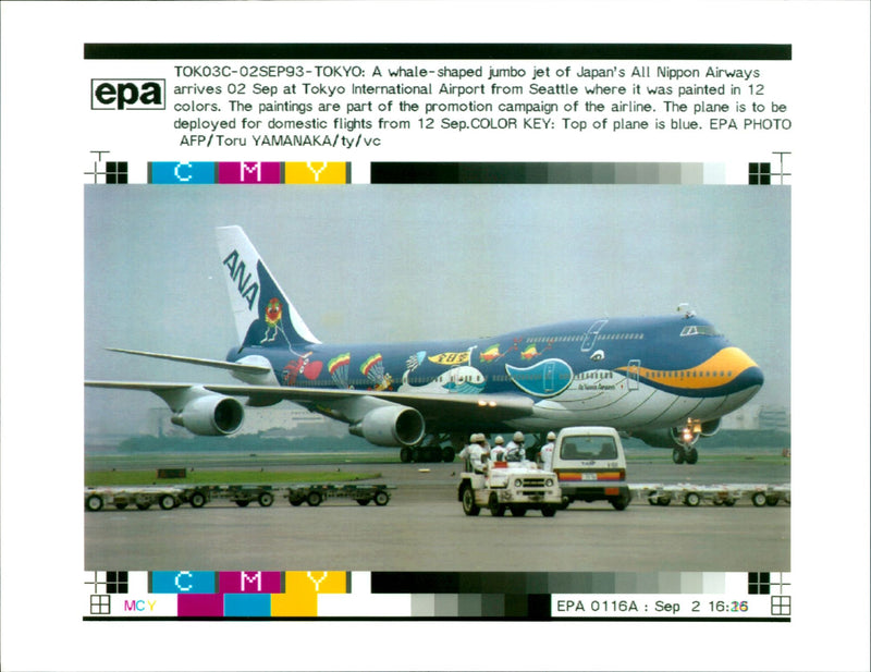 A whale shaped jumbo jet of japan. - Vintage Photograph