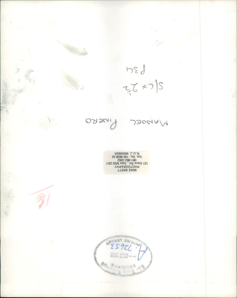 SALE DANE VAT NUJ MEMBER MANUEL PINERO MIKE BRETT - Vintage Photograph