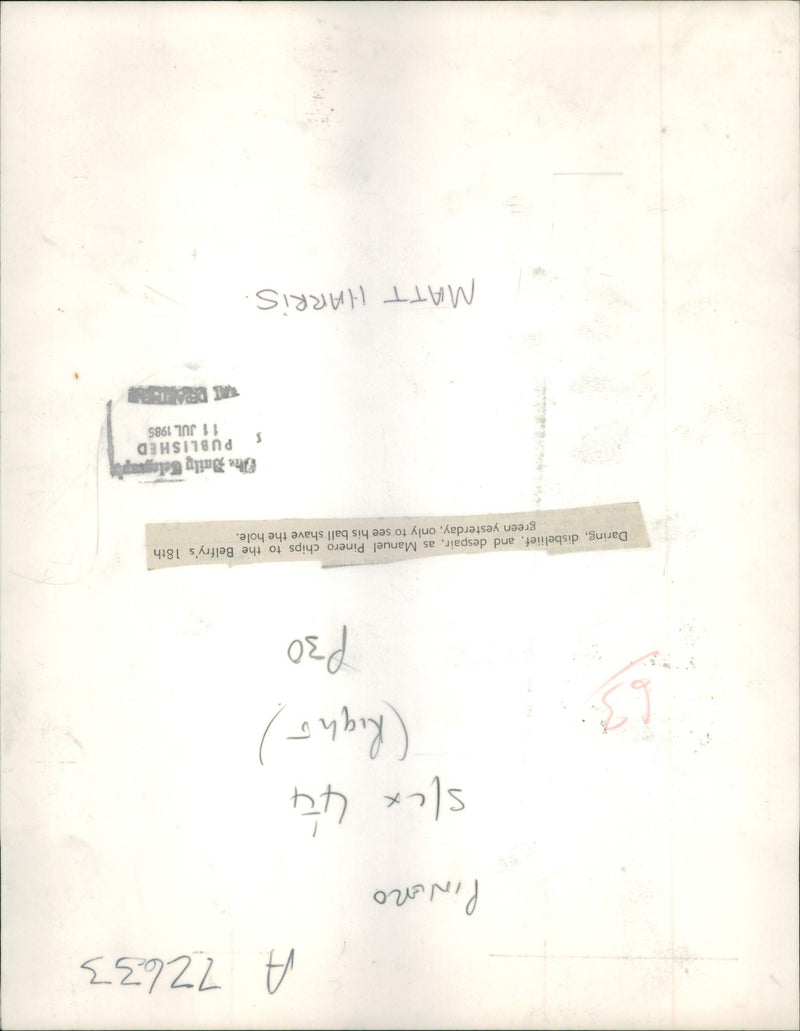 1985 MANUEL PINERO CHIPS THE BELFRYS GREEN YESTE MATTHEW HARRIS PUBLISHED - Vintage Photograph