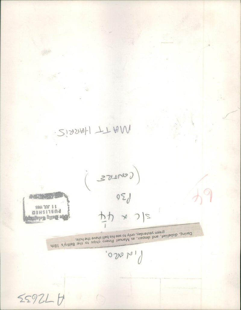 1985 MANUEL PINERO CHIPS THE BELFRYS GREEN YESTE MATTHEW HARRIS PUBLISHED - Vintage Photograph