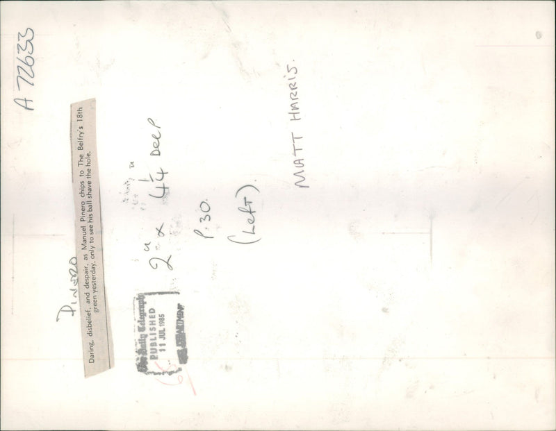 1985 MANUEL PINERO CHIPS THE BELFRYS GREE MATTHEW HARRIS MATT PUBLISHED - Vintage Photograph