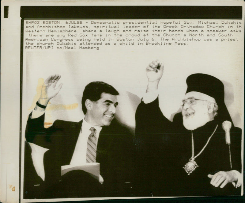 1988 DEMOCRATIC PRESIDENTIAL HOPEFUL GOU MICHAEL UPI NEAL AMERICAN LEADER - Vintage Photograph