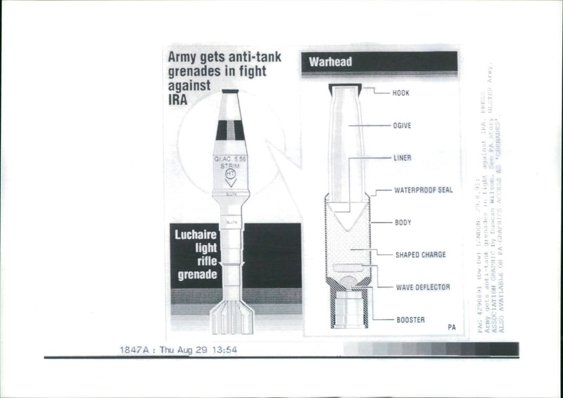 Army gets Anti-Tank Grenade in flight. - Vintage Photograph