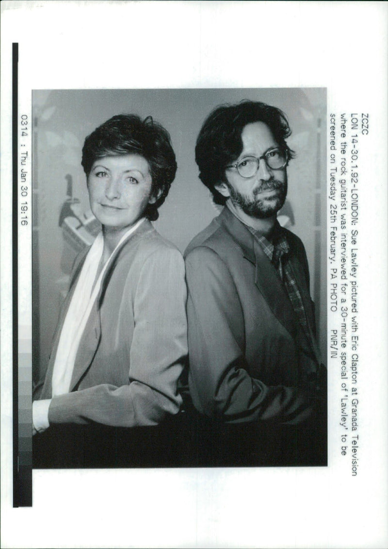 Sue Lawley with Eric Clapton. - Vintage Photograph
