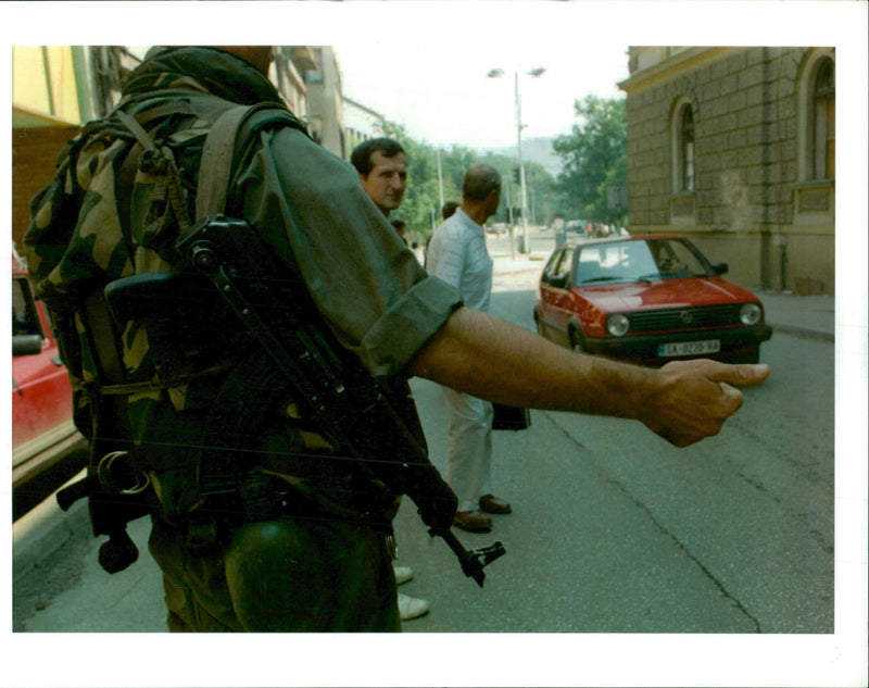 A Bosnian army soldier. - Vintage Photograph