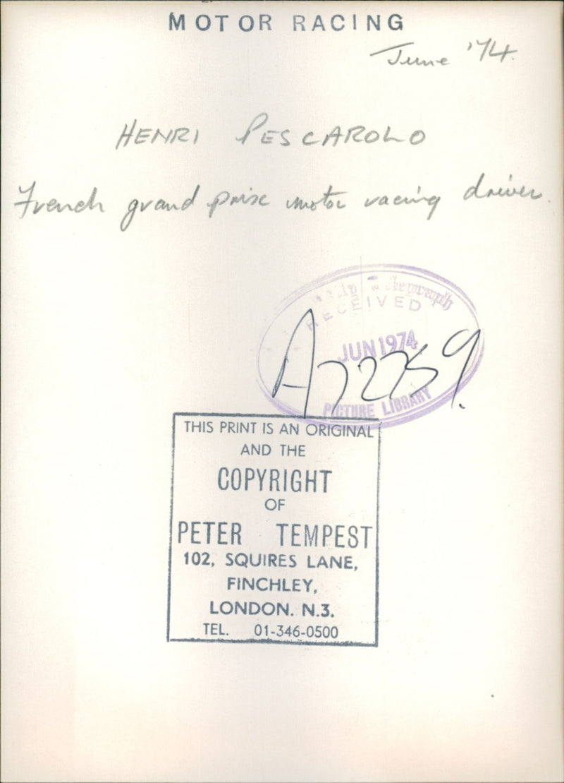 Henry Pescarolo. - Vintage Photograph