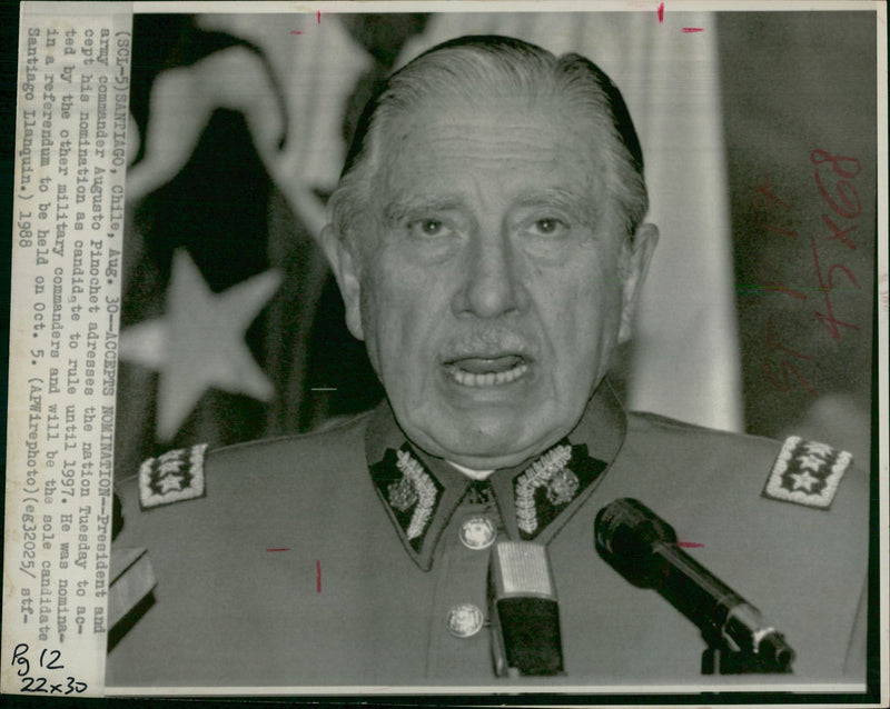 Gen. Augusto Pinochet. - Vintage Photograph