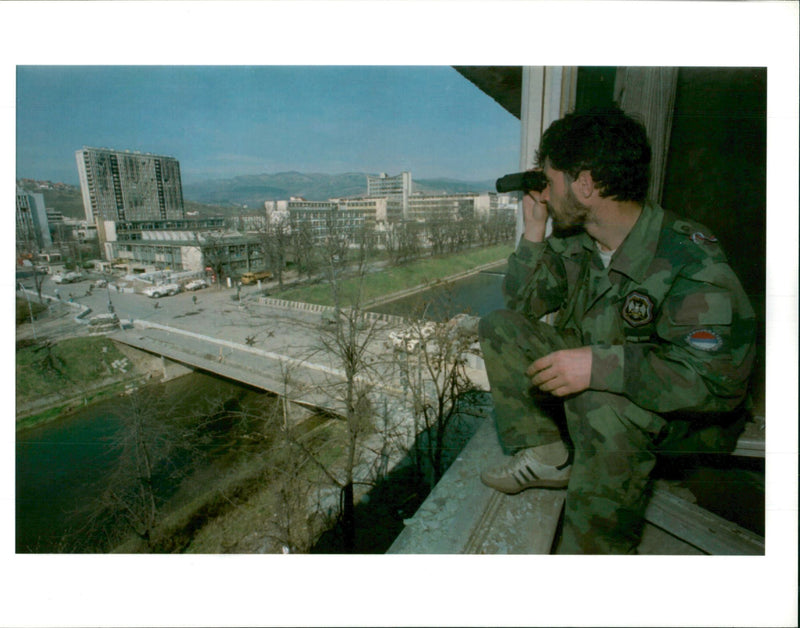 An unindentified bosnian serb soldier. - Vintage Photograph