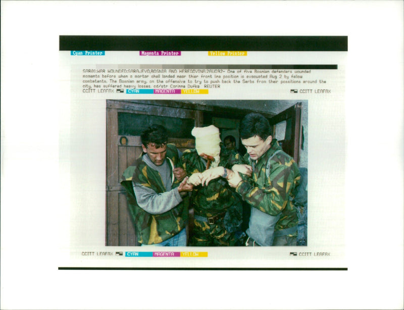 One of five bosnian fighters wounded in war. - Vintage Photograph