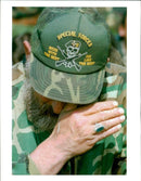 A Bosnian Government Soldier weeps during the funeral of three Comrades. - Vintage Photograph
