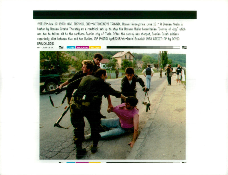 A Bosnian Muslim was beaten by Bosnian Croats. - Vintage Photograph