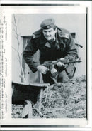 A Serbian soldier running. - Vintage Photograph