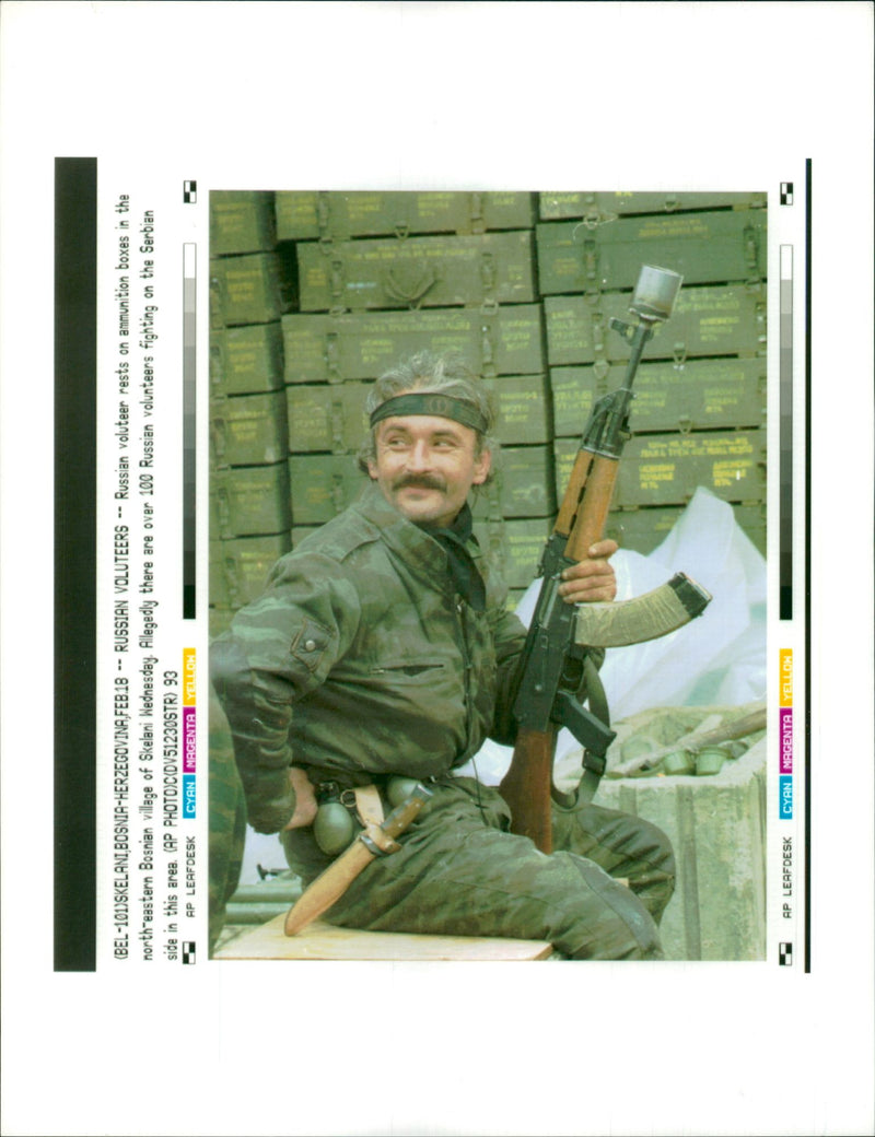 A Russian volunteer rests. - Vintage Photograph
