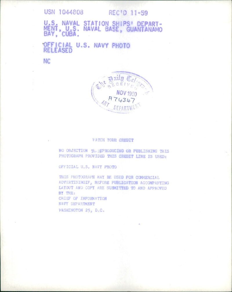 US Naval station ships' department. - Vintage Photograph