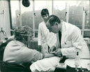 At St Mary's Hospital taking a blood sample. - Vintage Photograph