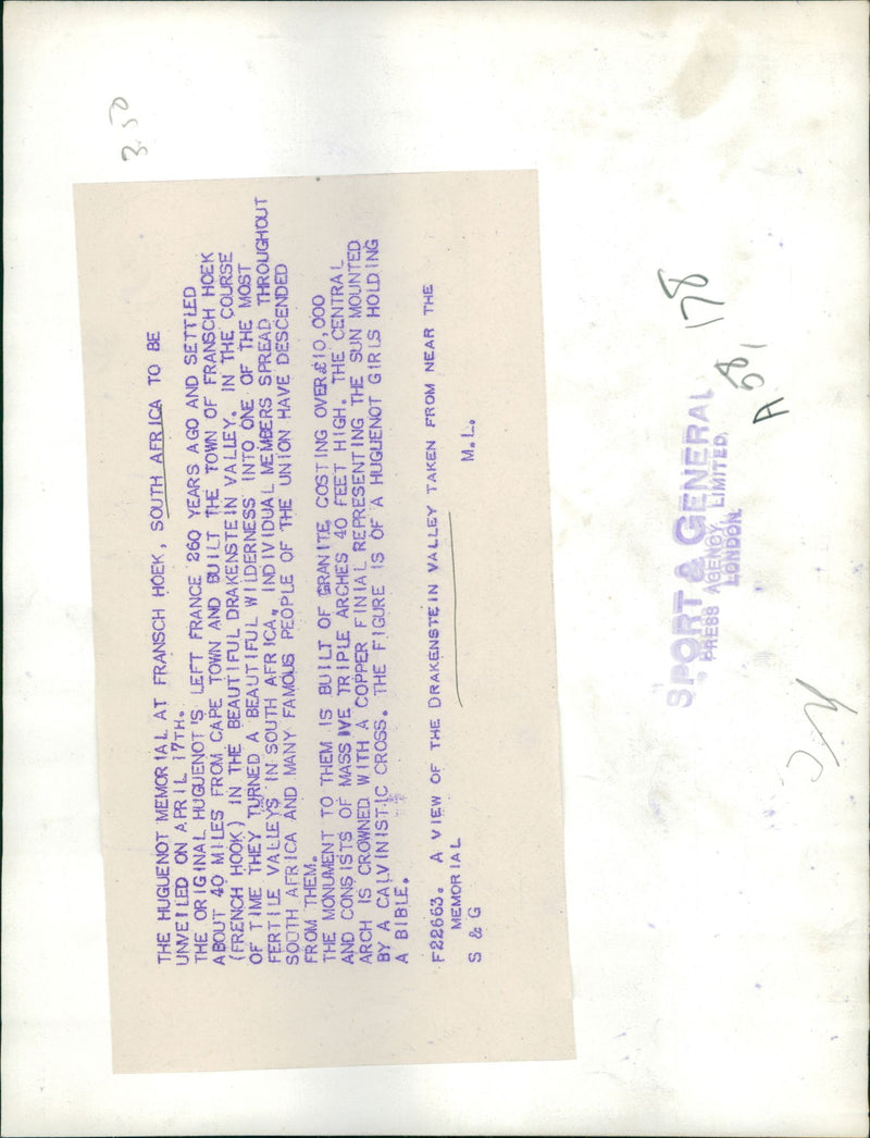 A view of the Drakenstein Valley. - Vintage Photograph