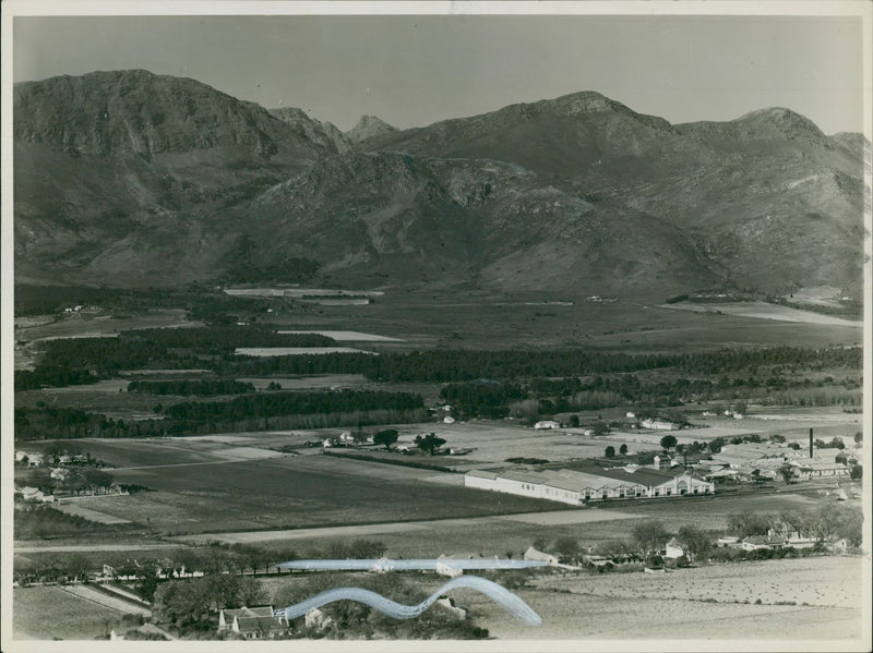 Birds Eye view of Klein Drakenstein Valley. - Vintage Photograph