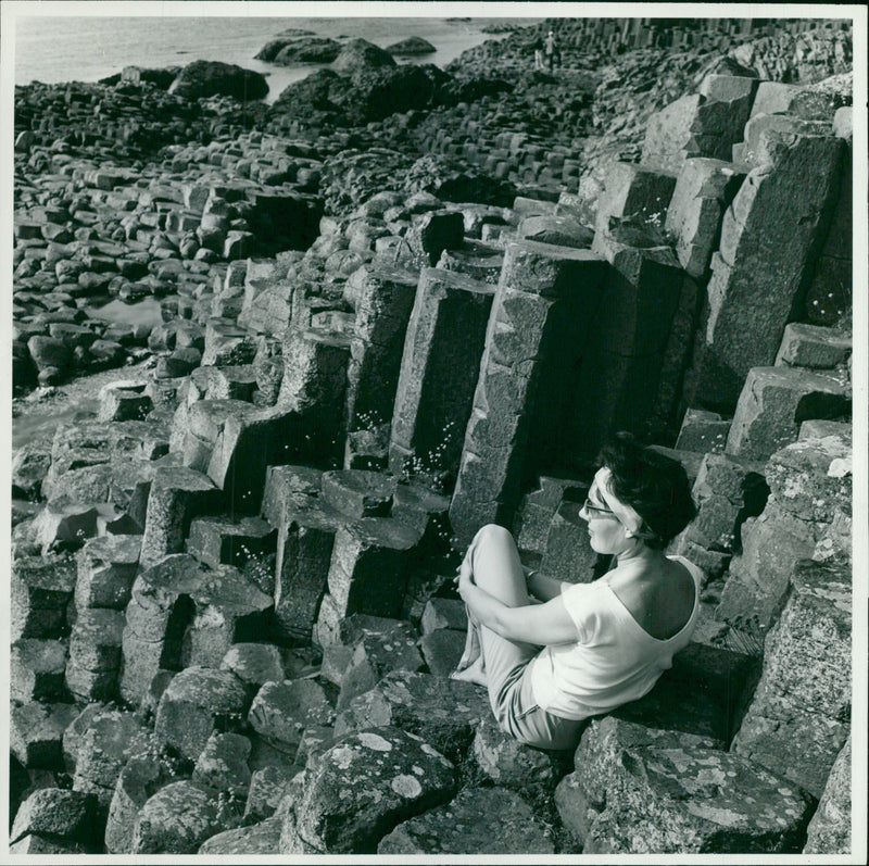 The picture shows a section of the Giantis Causeway in country antrin. - Vintage Photograph