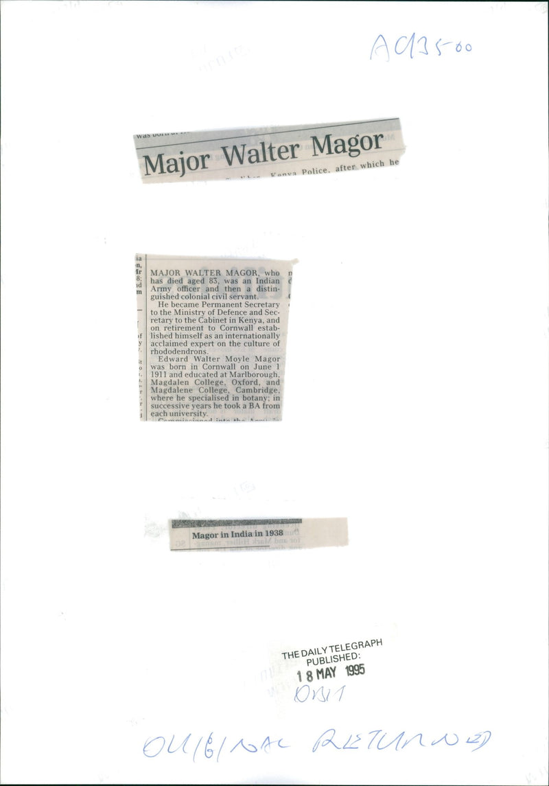 Major Walter Magor - Vintage Photograph