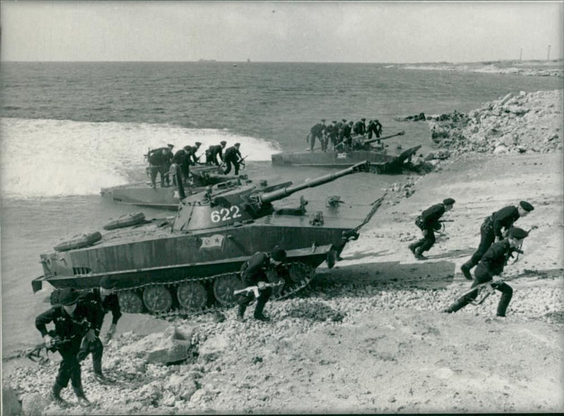 Soviet PT-76 tank in action - Vintage Photograph