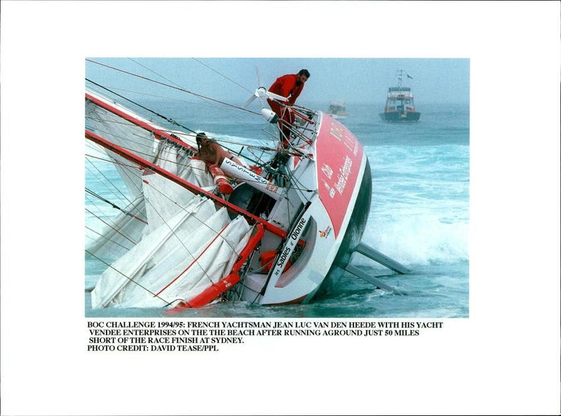 Jean Luc Van Den Heede with his Yacht Vendee. - Vintage Photograph