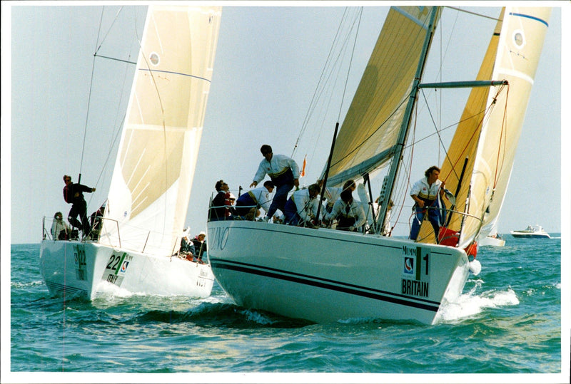 Juno V leads Mandrake The Italian Yacht. - Vintage Photograph
