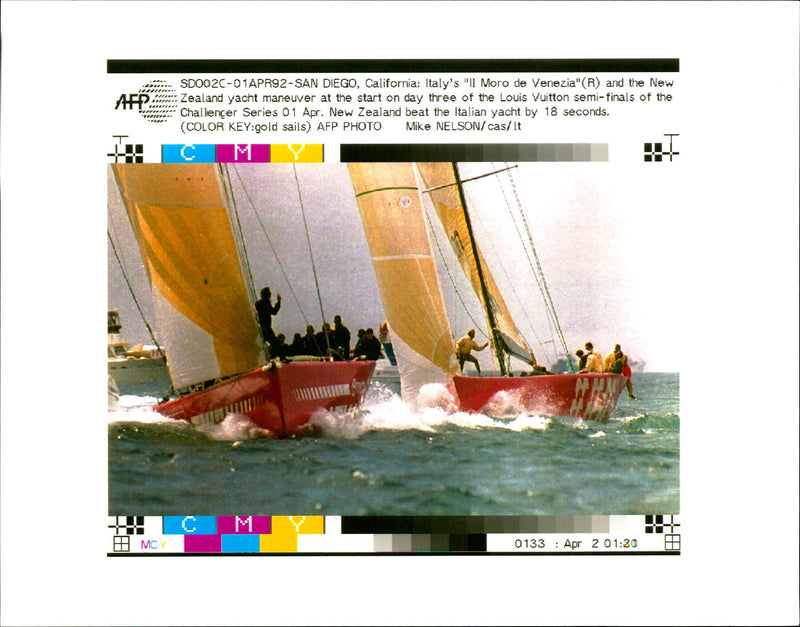 The New Zealand Yacht maneuver. - Vintage Photograph