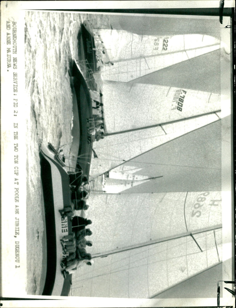 The French Yacht Dungenou appears to be almost in line. - Vintage Photograph