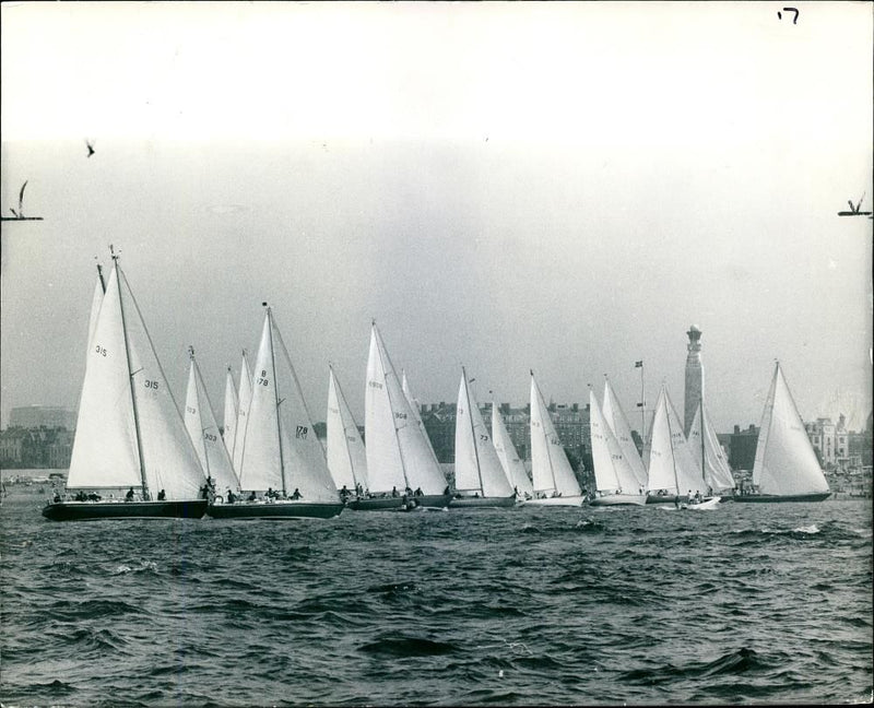 The start of the First race. - Vintage Photograph