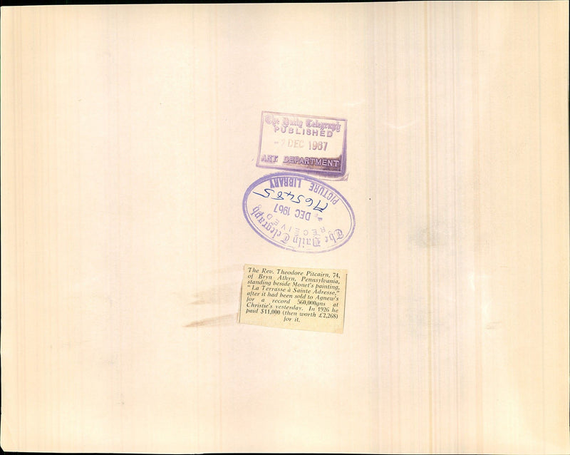 Rev Theodore Pitcairn. - Vintage Photograph