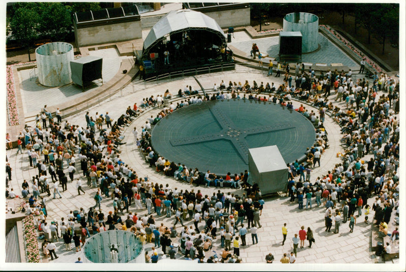 The concert attended by about 500 people. - Vintage Photograph