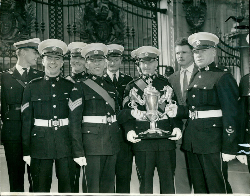 Commando team receives trophy. - Vintage Photograph