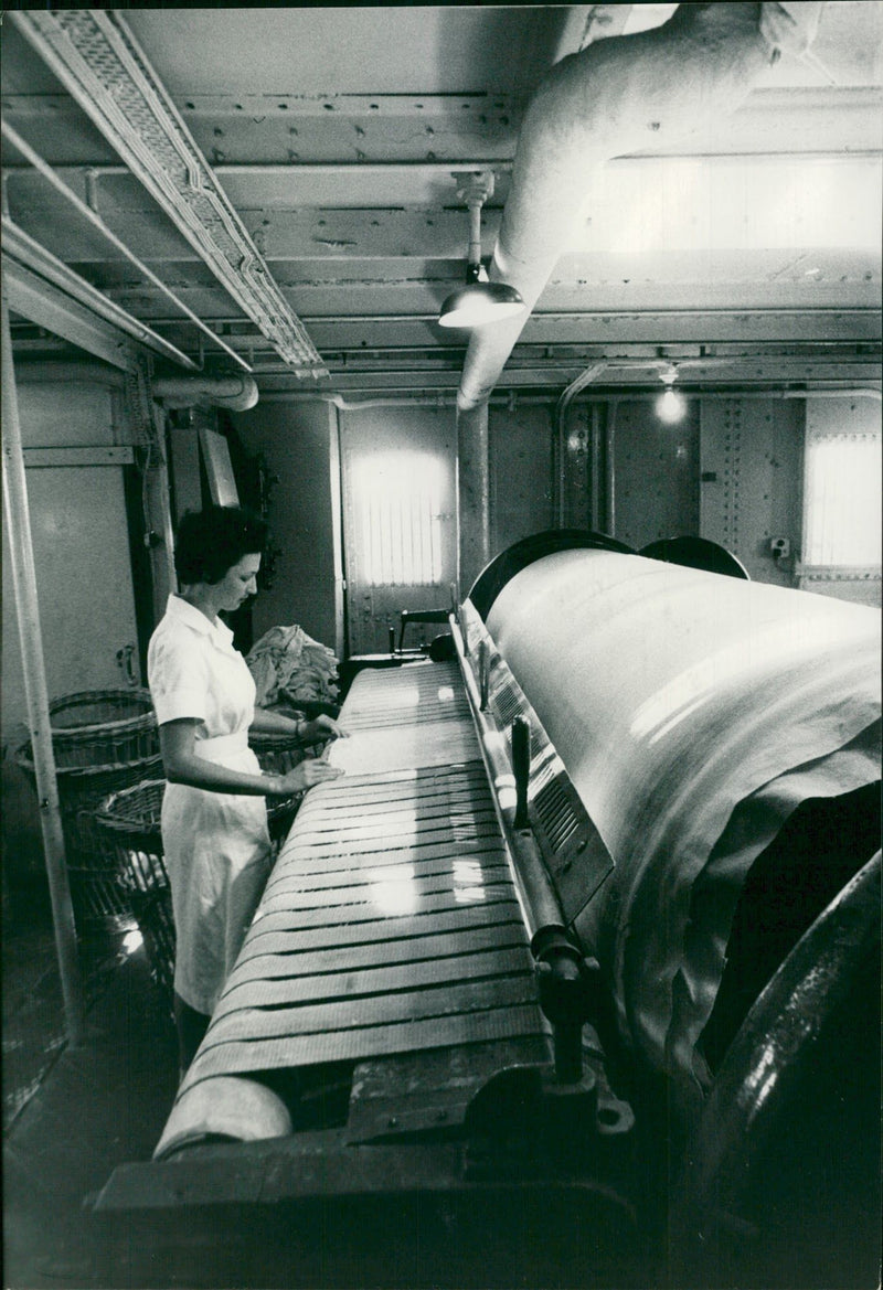 In the ships Laundry at Capetown Castle. - Vintage Photograph