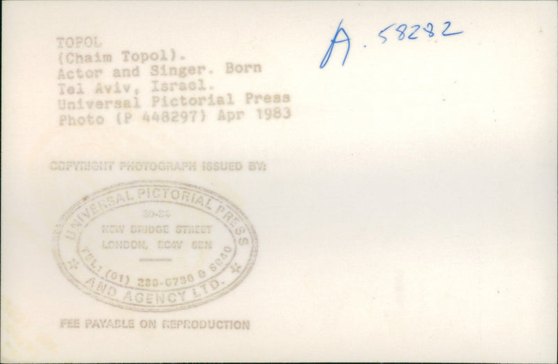 Chaim Topol. - Vintage Photograph