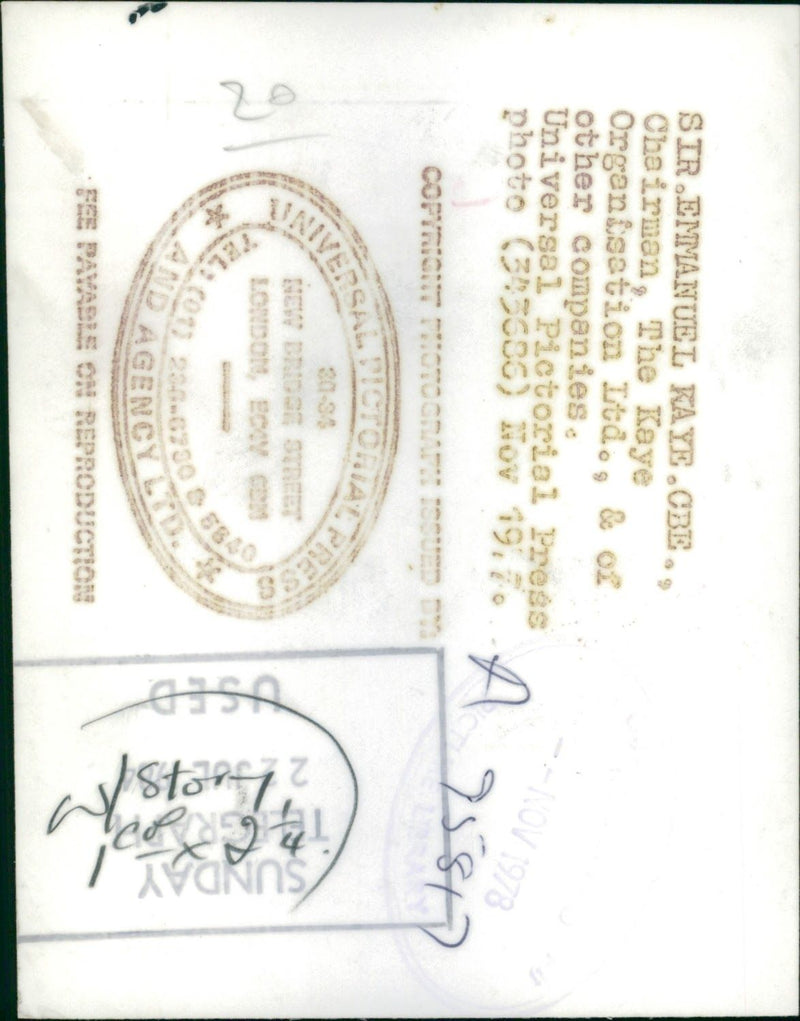 Sir Emmanuel Kaye - Vintage Photograph