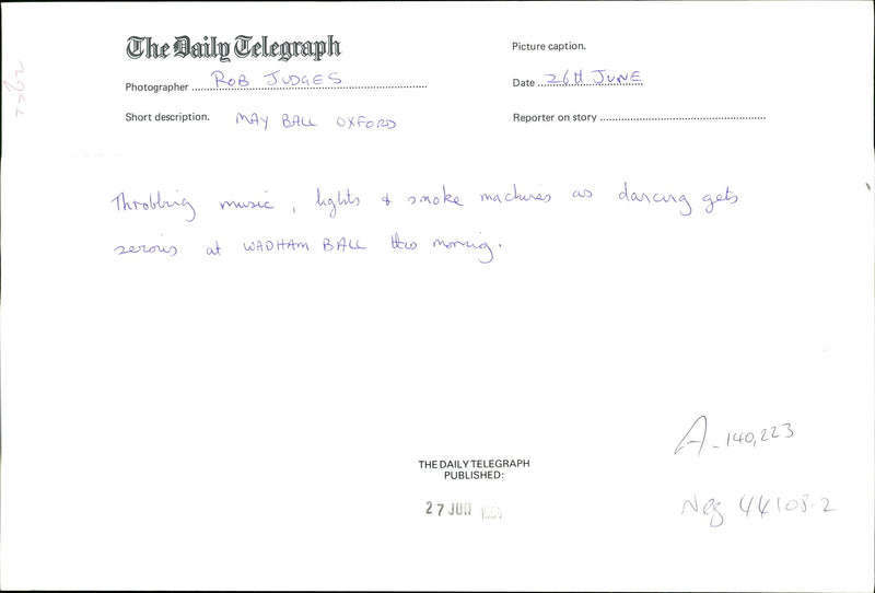 Throbbing music, lights and smoke machines as dancing. - Vintage Photograph