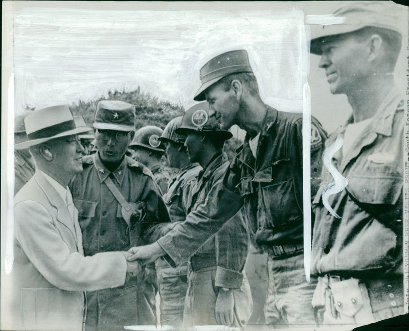 Dr. Syngman Rhee with Maor R. Cowan. - Vintage Photograph