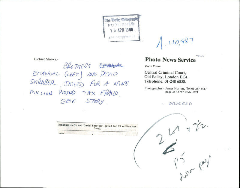 David and Emanuel shreiber. - Vintage Photograph